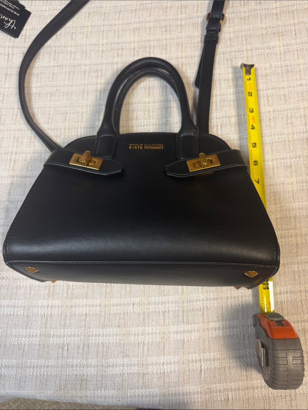 Steve Madden Black Leather Mini Satchel with Gold Hardware - Picture 8 of 8